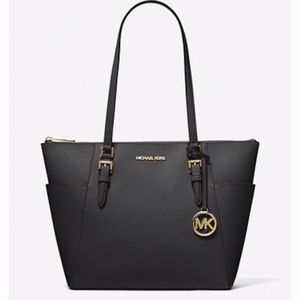Michael Kors Charlotte Large Saffiano Leather Top-Zip Tote Bag